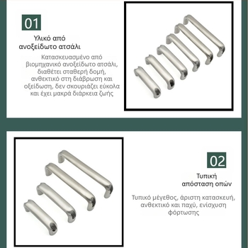 Gukun XK667 Λαβή πόρτας ντουλάπας από ανοξείδωτο ατσάλι, οβάλ U‑σχήματος, επιφάνεια καθρέφτη, εξωτερικό βιομηχανικό στυλ