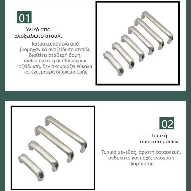 Gukun XK667 Λαβή πόρτας ντουλάπας από ανοξείδωτο ατσάλι, οβάλ U‑σχήματος, επιφάνεια καθρέφτη, εξωτερικό βιομηχανικό στυλ