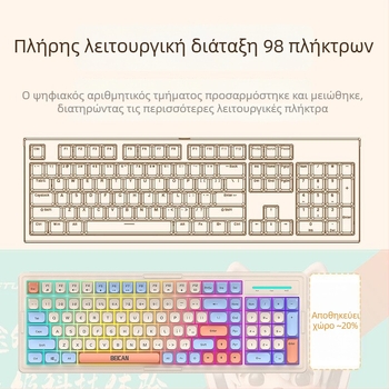 Σετ ενσύρματου πληκτρολογίου και ποντικιού με RGB φωτισμό και αθόρυβη λειτουργία για επιτραπέζιο υπολογιστή – 98+ πλήκτρα, καλώδιο 1,2 μ., ABS σώμα