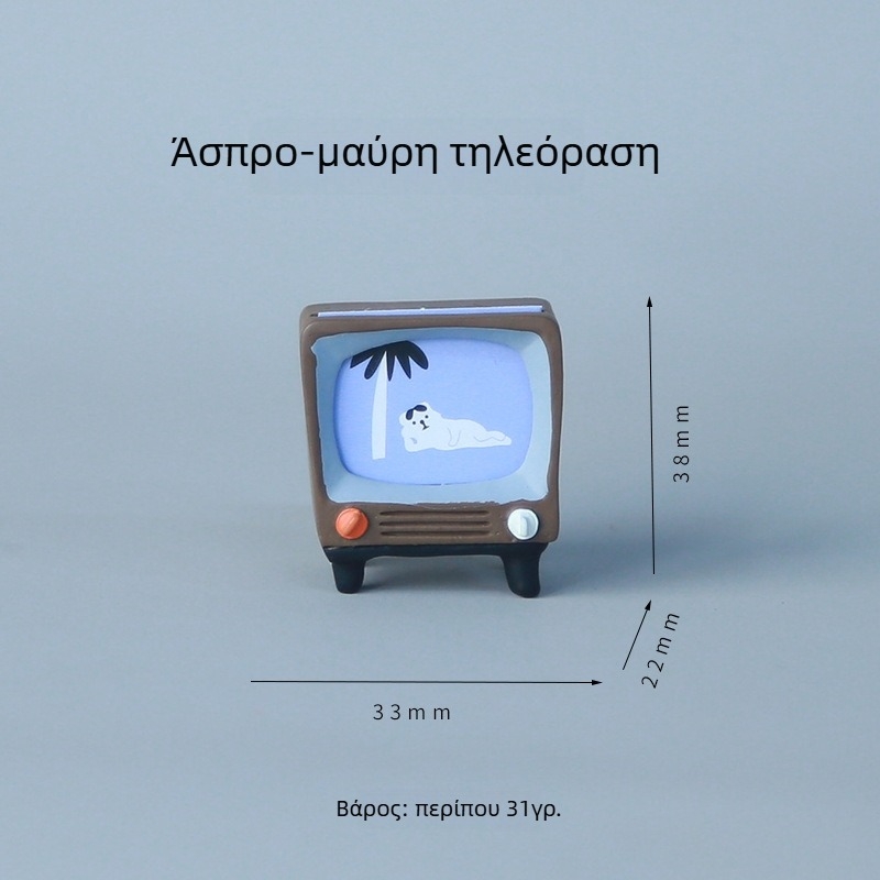 Ιαπωνικού στυλ zakka – γάτα με τηλεόραση, μίνι σκηνικό διακοσμητικό από ρητίνη