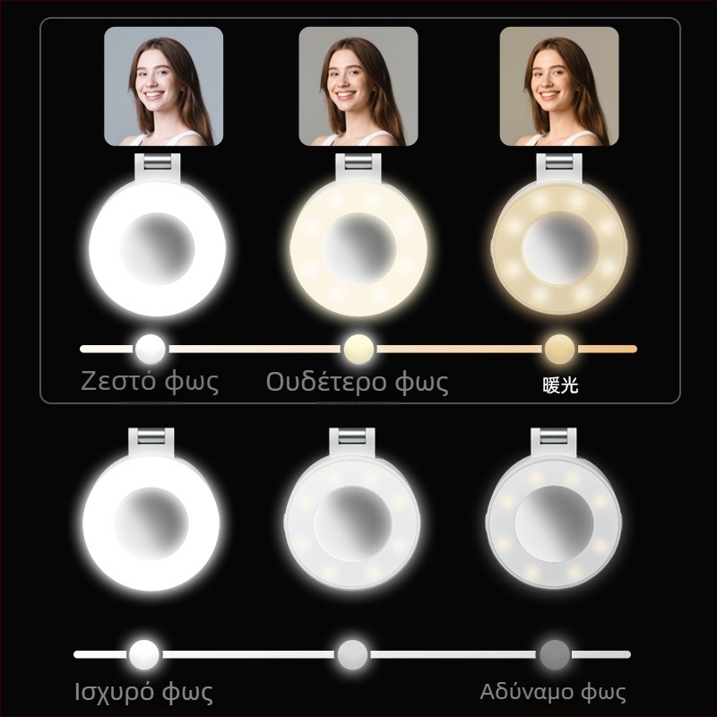 LED φως πλήρωσης για ζωντανή μετάδοση – φορητό, 5V, κάτω από 10W, μοντέλο Y035, τρεις χρωματικές θερμοκρασίες, μαγνητικό καθρέφτη και αναδιπλούμενος καθρέφτης