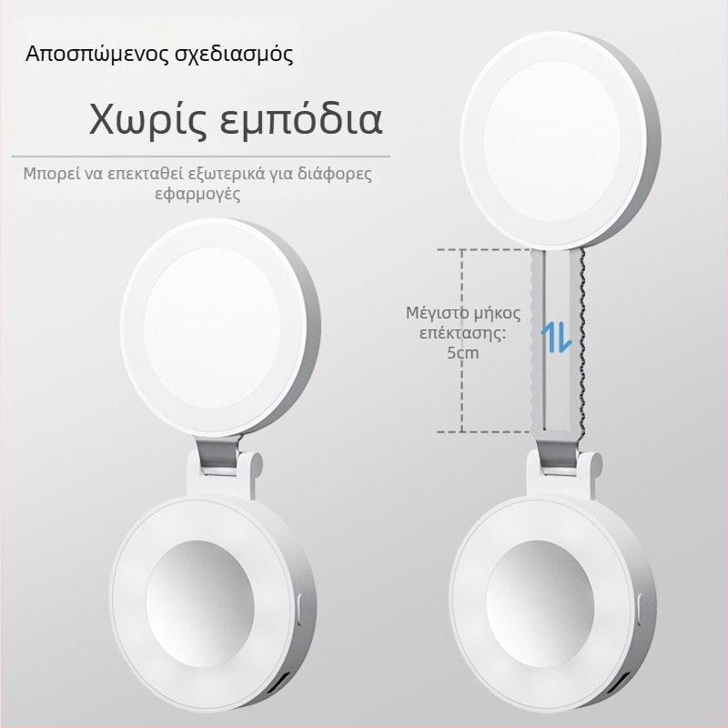 LED φως πλήρωσης για ζωντανή μετάδοση – φορητό, 5V, κάτω από 10W, μοντέλο Y035, τρεις χρωματικές θερμοκρασίες, μαγνητικό καθρέφτη και αναδιπλούμενος καθρέφτης