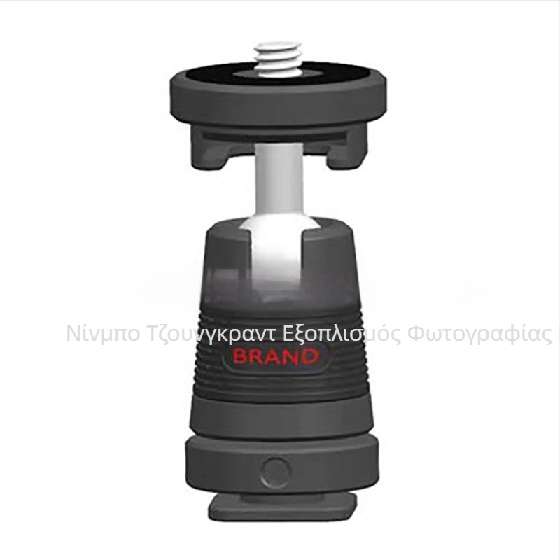 Στήριξη Κάμερας και Οθόνης με Γιμπάλ, CNC hot shoe και cold shoe, κράμα αλουμινίου, 360° οριζόντια περιστροφή, 90° κάθετη κλίση, εγκατάσταση με βίδωμα