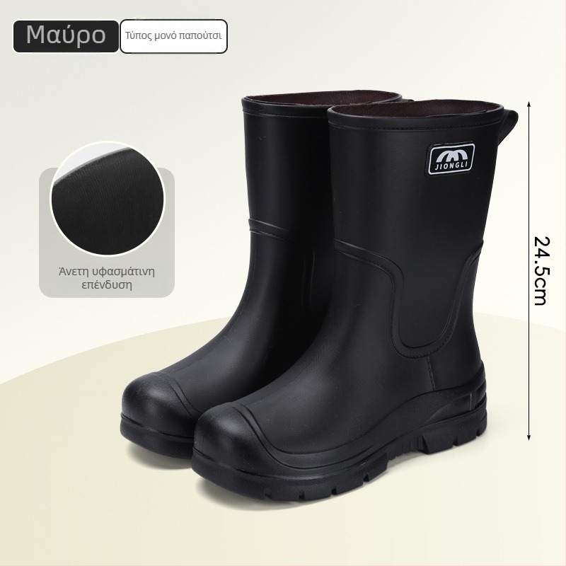 Γυναικείες μπότες βροχής μέχρι τη γάμπα, με ανθεκτικές στην τριβή σόλες, αντιολισθητικές, ελαφριές, επάνω μέρος από PVC με κορδόνι