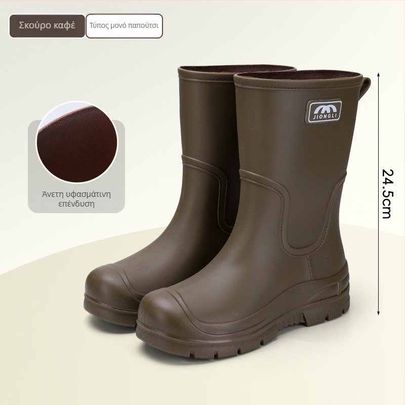 Γυναικείες μπότες βροχής μέχρι τη γάμπα, με ανθεκτικές στην τριβή σόλες, αντιολισθητικές, ελαφριές, επάνω μέρος από PVC με κορδόνι