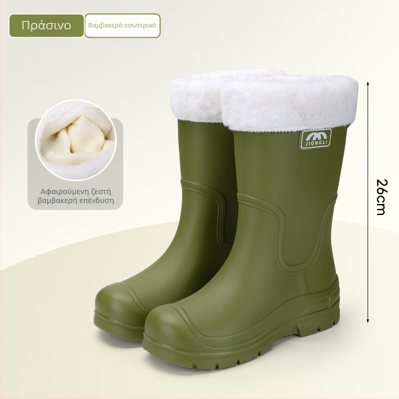 Γυναικείες μπότες βροχής μέχρι τη γάμπα, με ανθεκτικές στην τριβή σόλες, αντιολισθητικές, ελαφριές, επάνω μέρος από PVC με κορδόνι