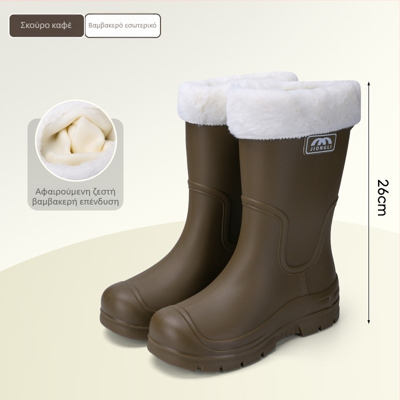 Γυναικείες μπότες βροχής μέχρι τη γάμπα, με ανθεκτικές στην τριβή σόλες, αντιολισθητικές, ελαφριές, επάνω μέρος από PVC με κορδόνι