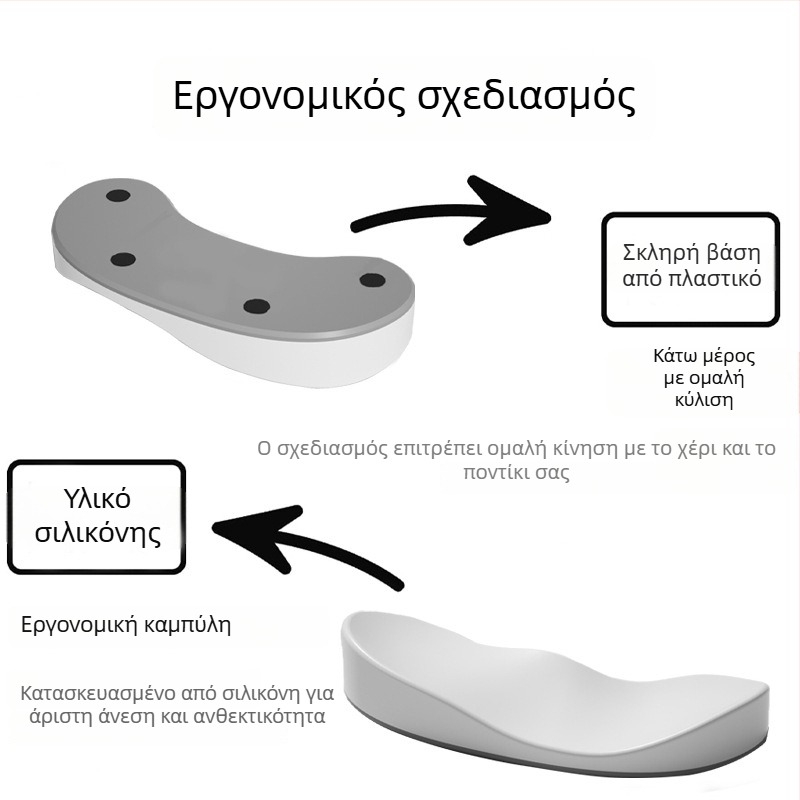 Μαξιλάρι καρπού γραφείου – σιλικόνη, αντιολισθητικό, αδιάβροχο, εύκολο στην καθαριότητα; μοντέλο Q8, περίπου 40 g, μονόπλευρο