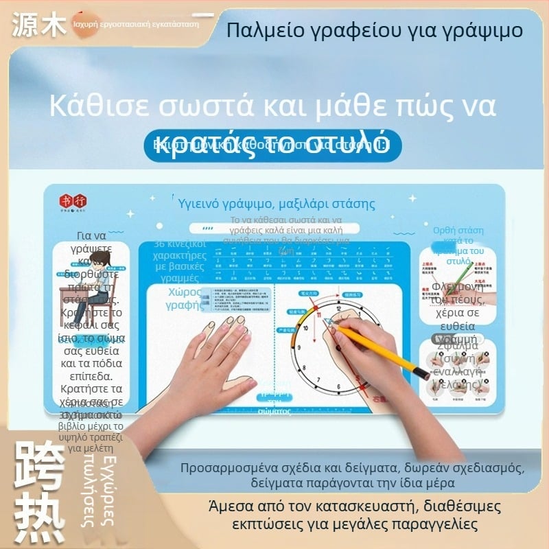 Επιφάνεια γραφείου για σωστή στάση κατά το γράψιμο, οδηγός σωστής λαβής μολυβιού για παιδιά, αντιολισθητική επιφάνεια με μαξιλάρι ποντικιού