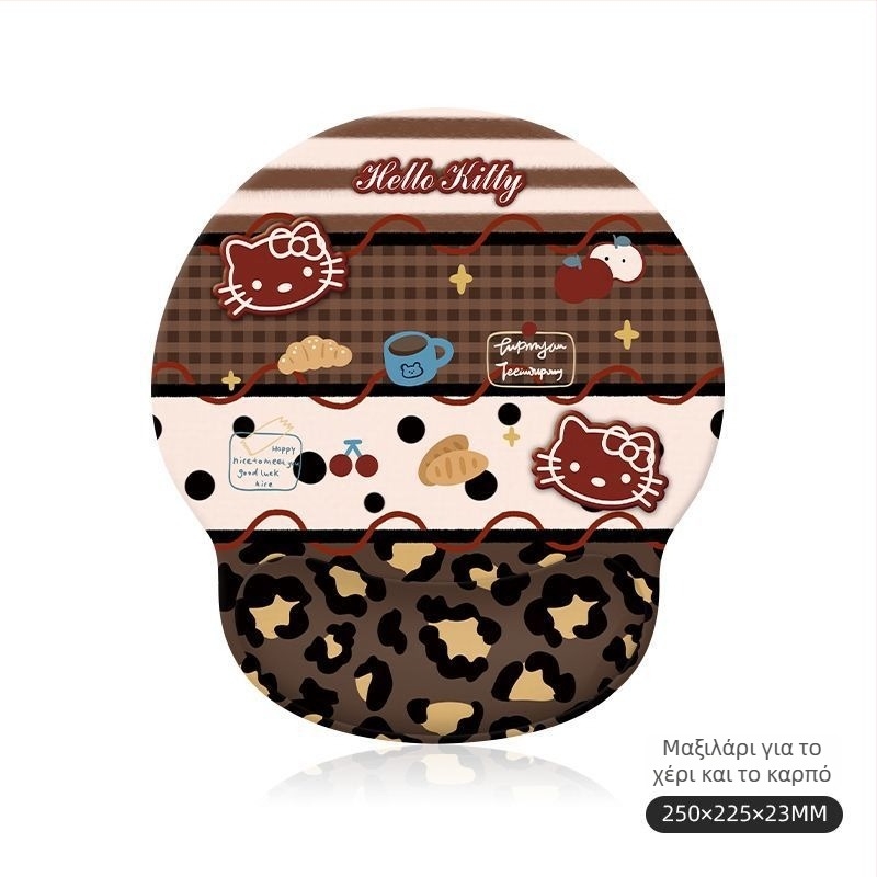 Μαξιλαράκι καρπού για ποντίκι με λεοπάρ Hello Kitty, σιλικόνη, μονόπλευρο, λειτουργία αριθμομηχανής, εκτύπωση σχεδίου, μοντέλο Mp-0650