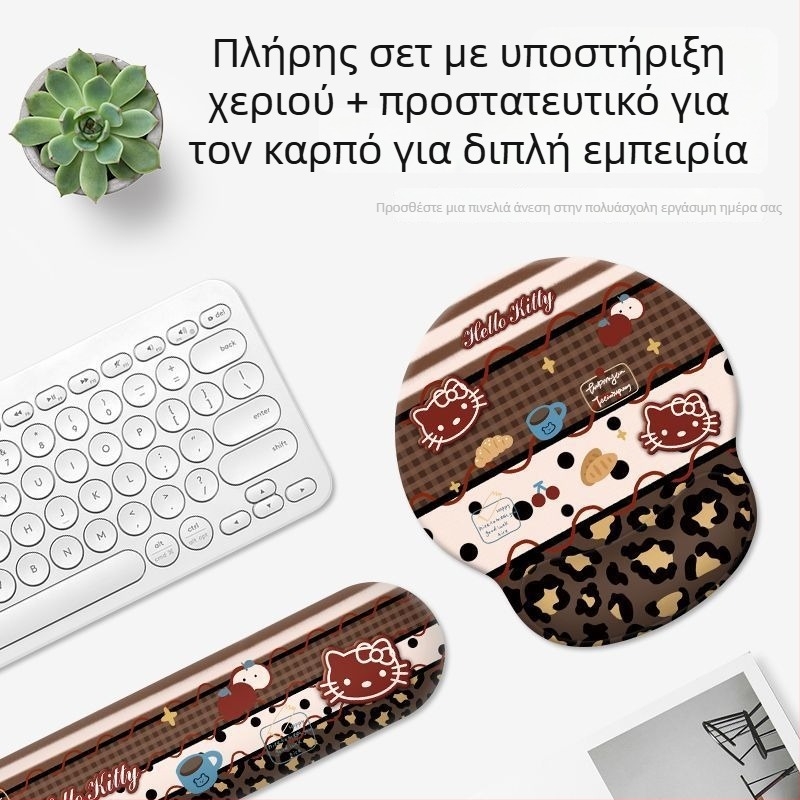 Μαξιλαράκι καρπού για ποντίκι με λεοπάρ Hello Kitty, σιλικόνη, μονόπλευρο, λειτουργία αριθμομηχανής, εκτύπωση σχεδίου, μοντέλο Mp-0650