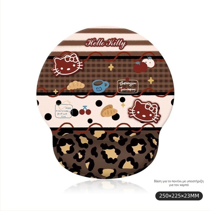 Μαξιλαράκι καρπού για ποντίκι με λεοπάρ Hello Kitty, σιλικόνη, μονόπλευρο, λειτουργία αριθμομηχανής, εκτύπωση σχεδίου, μοντέλο Mp-0650