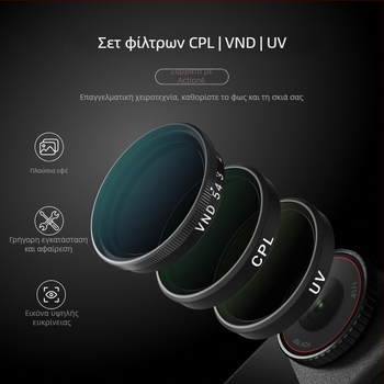 Σετ φίλτρων Telesin A6 για DJI Action6: CPL πολωτικό φίλτρο, ND8/16/32, VND, UV γυάλινα φίλτρα