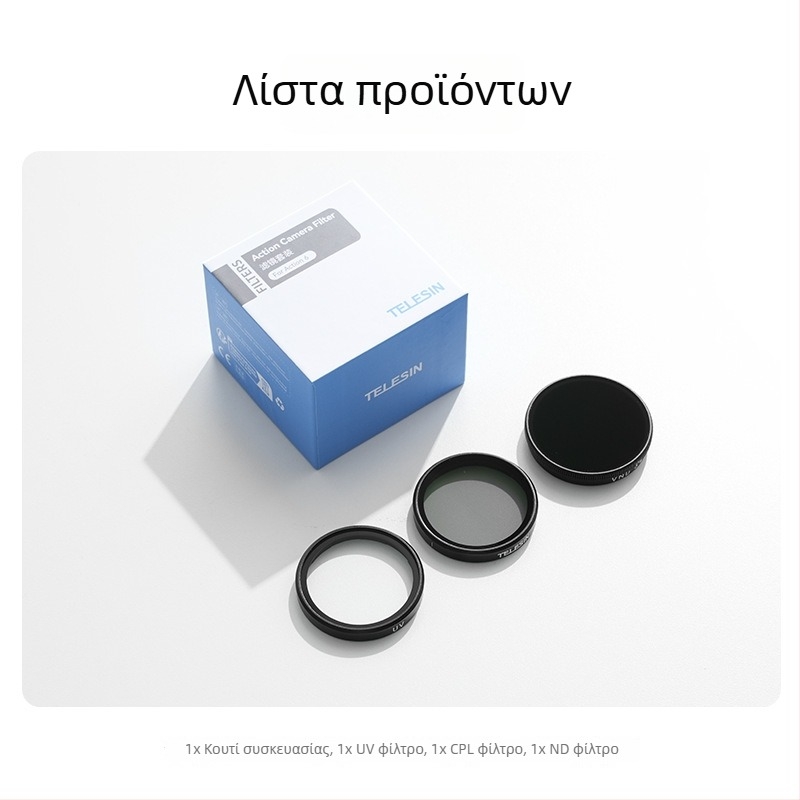 Σετ φίλτρων Telesin A6 για DJI Action6: CPL πολωτικό φίλτρο, ND8/16/32, VND, UV γυάλινα φίλτρα