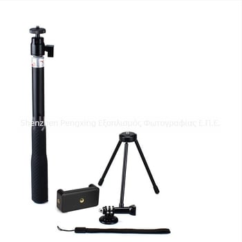 Selfie stick tripod για GoPro HERO9 και ολόκληρη τη σειρά GoPro - κράμα αλουμινίου, 4 τμήματα, δυνατότητα εκτύπωσης λογότυπου, φορτίο έως 2 kg
