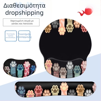 Μαξιλαράκι καρπού από αφρό μνήμης με σχέδιο γατούλας για πληκτρολόγιο και ποντίκι, μονόπλευρο, λογότυπο OEM κατά παραγγελία