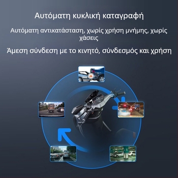 JC-H001 Κάμερα καταγραφής πίσω από τον καθρέφτη αυτοκινήτου, 140° πεδίο θέασης, 2MP, συμβατή με TF κάρτα έως 128GB