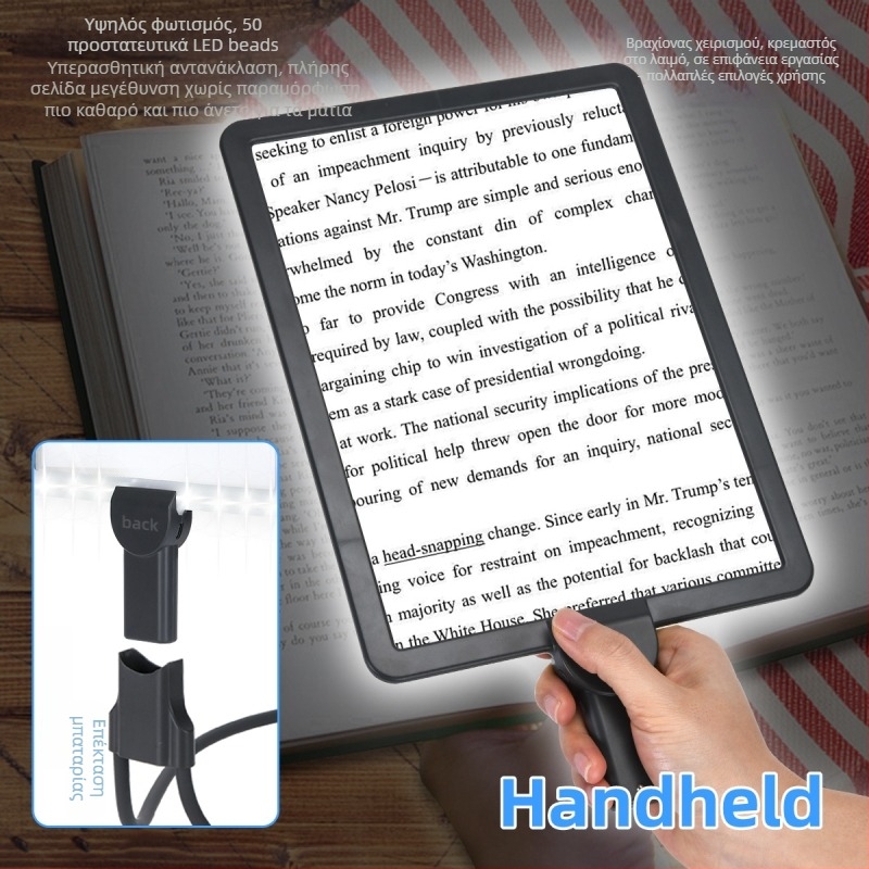 Αυχενικός φωτιζόμενος μεγεθυντικός φακός με μεγάλη HD φακό για ανάγνωση βιβλίων και εφημερίδων, φωτεινό απαλό φως Vrplayers Vr05