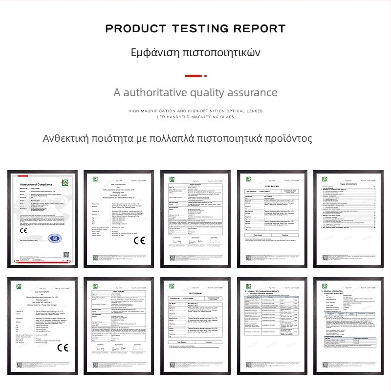 Αναδιπλούμενος τετράγωνος φορητός μεγεθυντικός φακός με USB φόρτιση, 10 LED, τρία επίπεδα φωτισμού, οθόνη ισχύος