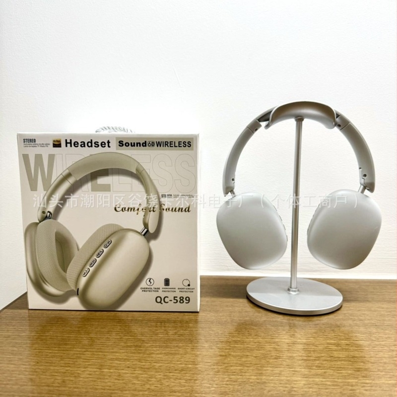 QC-589 Ασύρματα Over‑Ear Ακουστικά Bluetooth 5.3 (10 m εμβέλεια, PC+ABS, 0–4 ώρες μπαταρία)