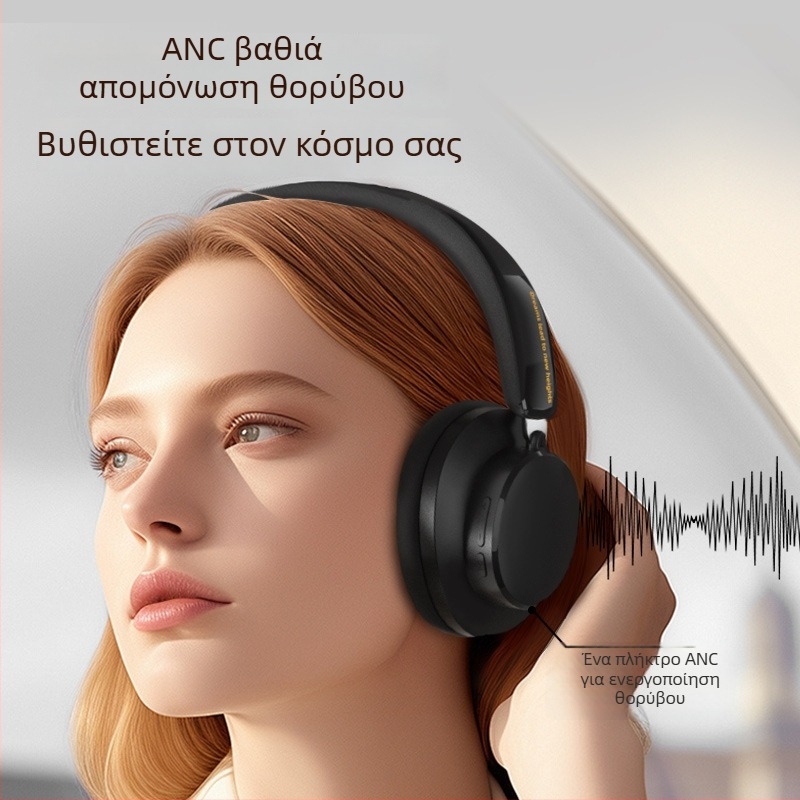 Ασύρματα Bluetooth ακουστικά κεφαλής με ενεργή μείωση θορύβου, έντονο μπάσο, ιδιωτικό μοντέλο, Bluetooth 5.4, αυτονομία μπαταρίας 4–8 ωρών