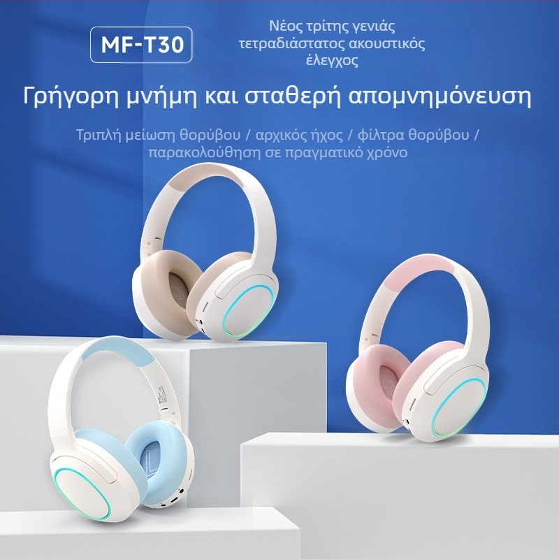 Ασύρματα Bluetooth ακουστικά με ANC για μαθητές δημοτικού — Gen 3 MF-T30, φοριούνται στο κεφάλι, εκμάθηση απαγγελίας