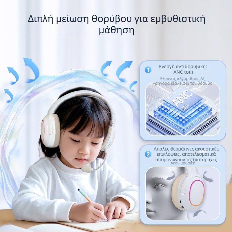 Ασύρματα Bluetooth ακουστικά με ANC για μαθητές δημοτικού — Gen 3 MF-T30, φοριούνται στο κεφάλι, εκμάθηση απαγγελίας