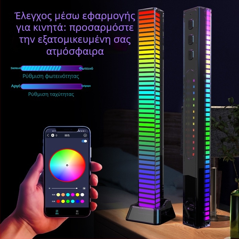 3D RGB φως με αντίδραση στον ήχο, φωνητικός έλεγχος, ατμοσφαιρικός φωτισμός αυτοκινήτου για μουσικό ρυθμό