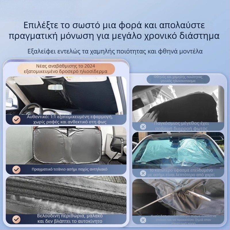 Κουρτίνα σκίασης παρμπρίζ αυτοκινήτου Wenjie M5/M7/M8/M9 — τιτάνιο, καρό μοτίβο, εγκατάσταση με κλικ, απλό στυλ