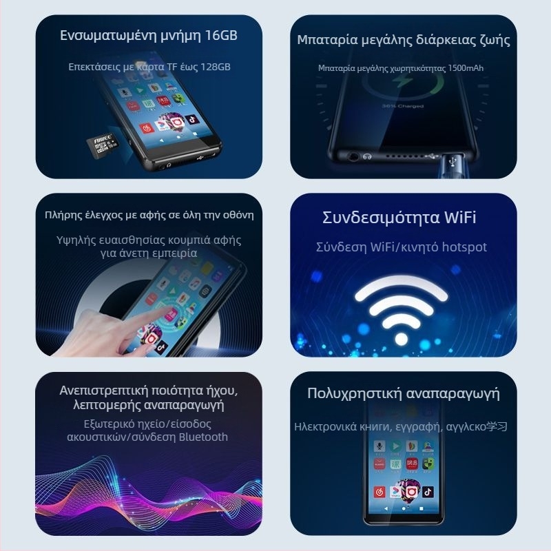 MP4 player με Wi-Fi, οθόνη αφής Android και Bluetooth — φορητή πολυμεσική συσκευή μάθησης