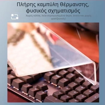 Ανυψούμενο στήριγμα πληκτρολογίου με δίσκο για γραφείο — διαφανές ακρυλικό