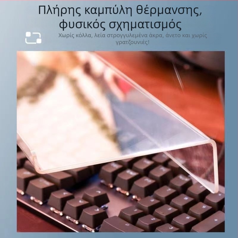 Ανυψούμενο στήριγμα πληκτρολογίου με δίσκο για γραφείο — διαφανές ακρυλικό