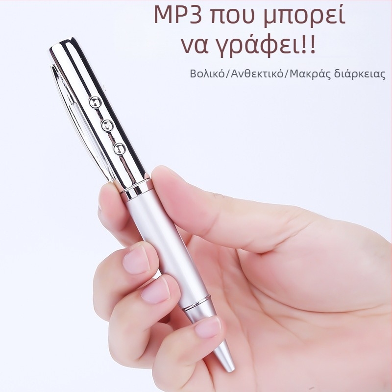 MP3 στυλό με TF κάρτα, USB 2.0, 3,5 mm ακουστικό βύσμα, αναπαραγωγή MP3, κλιπ