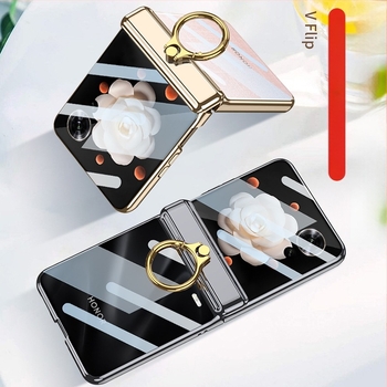 Θήκη για Honor Magic V Flip με προστασία από πτώσεις, ηλεκτροπλατιωμένο φαντασματικό δακτυλίδι, μαγνητικός αναδιπλούμενος μεντεσές, κατασκευή από πολυκαρβονικό υλικό