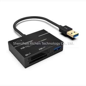 3-σε-1 γρήγορος αναγνώστης καρτών και USB hub — USB 3.0 Type-C διεπαφή, μοντέλο XC-F59/62/110, 1-ετής εγγύηση, OEM επεξεργασία
