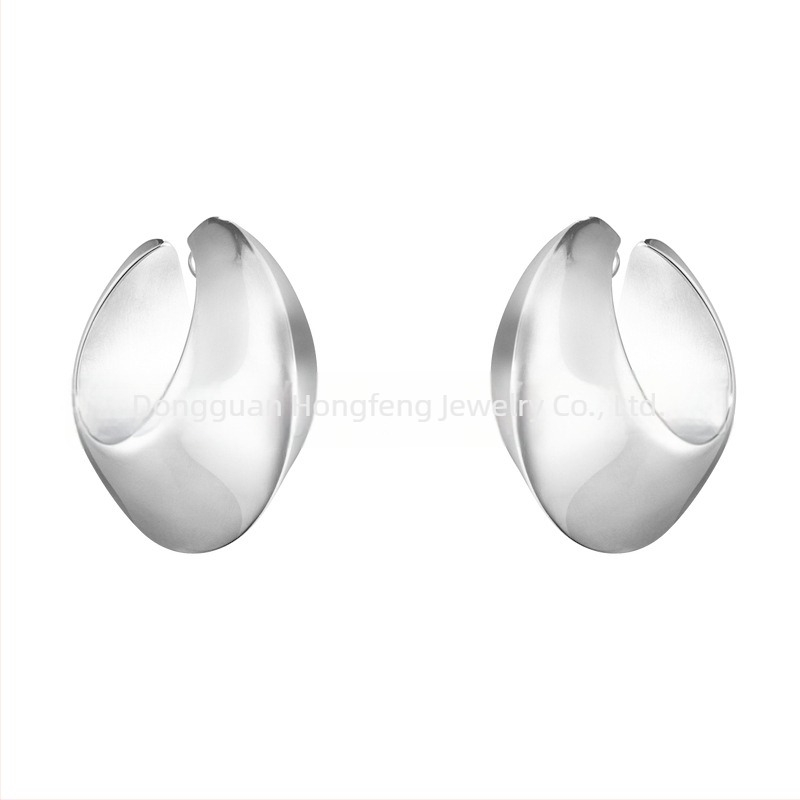 Γυναικεία ρετρό κλιπ για το αυτί, σε σχήμα δαχτυλιδιού, γεωμετρικός κυκλικός σχεδιασμός, χαλκός και λευκό ατσάλι, ηλεκτροπλατίωση