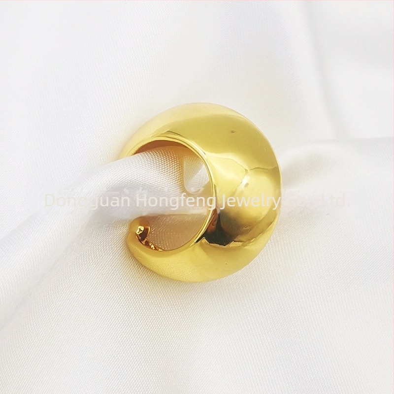 Γυναικεία ρετρό κλιπ για το αυτί, σε σχήμα δαχτυλιδιού, γεωμετρικός κυκλικός σχεδιασμός, χαλκός και λευκό ατσάλι, ηλεκτροπλατίωση