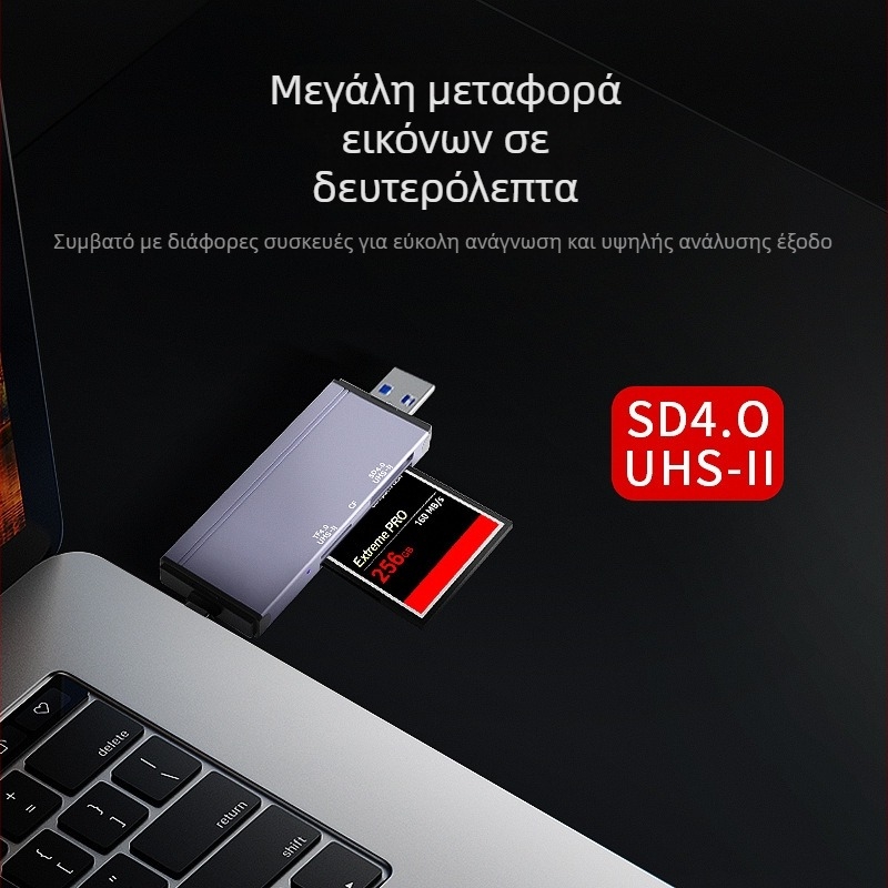 CF/SD/TF τρία σε ένα αντάπτορ καρτών — εξωτερικός αναγνώστης καρτών USB-C από κράμα αλουμινίου για DSLR, κάμερα, MP4, κινητό, tablet και PC