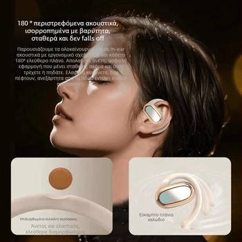 Ασύρματα ακουστικά για αθλητισμό με ανοιχτό σχεδιασμό – Bluetooth 5.49, εμβέλεια 10 μ, αυτονομία 4–8 ώρες, στερεο ήχος με φωνητικό έλεγχο και ψηφιακή οθόνη, αδιάβροχα