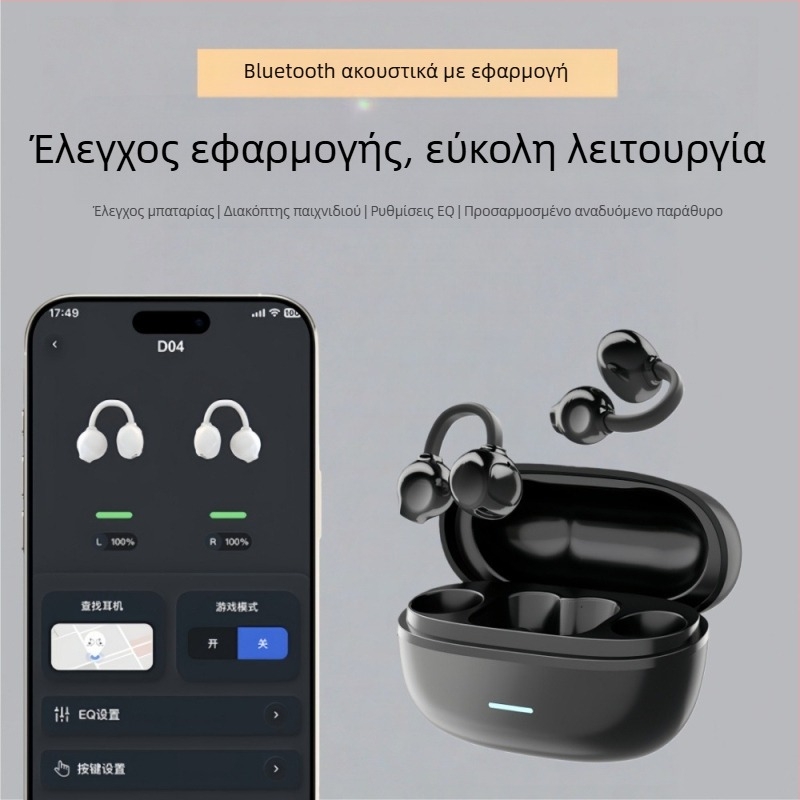 Ακουστικά Bluetooth με κλιπ, AI φωνητικός βοηθός, αδιάβροχα, μείωση θορύβου, διάρκεια μπαταρίας 4–8 ωρών