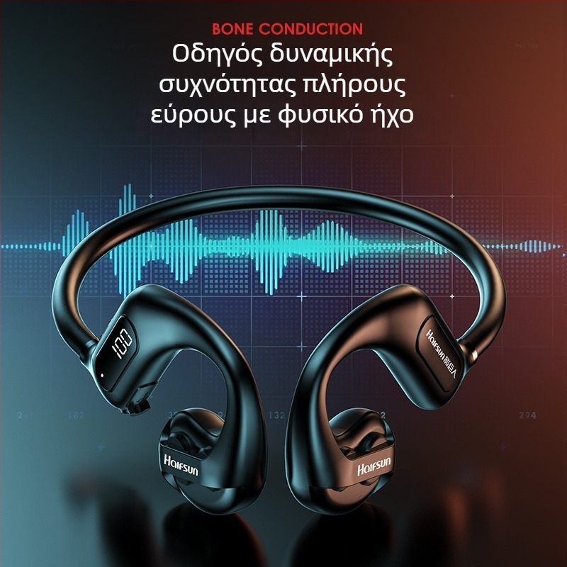 Ακουστικά Bluetooth με αγωγή οστών – αθλητικό σχέδιο με κρεμαστό στο αυτί, εμβέλεια 10 μ., Bluetooth 5.3, αυτονομία άνω των 8 ωρών