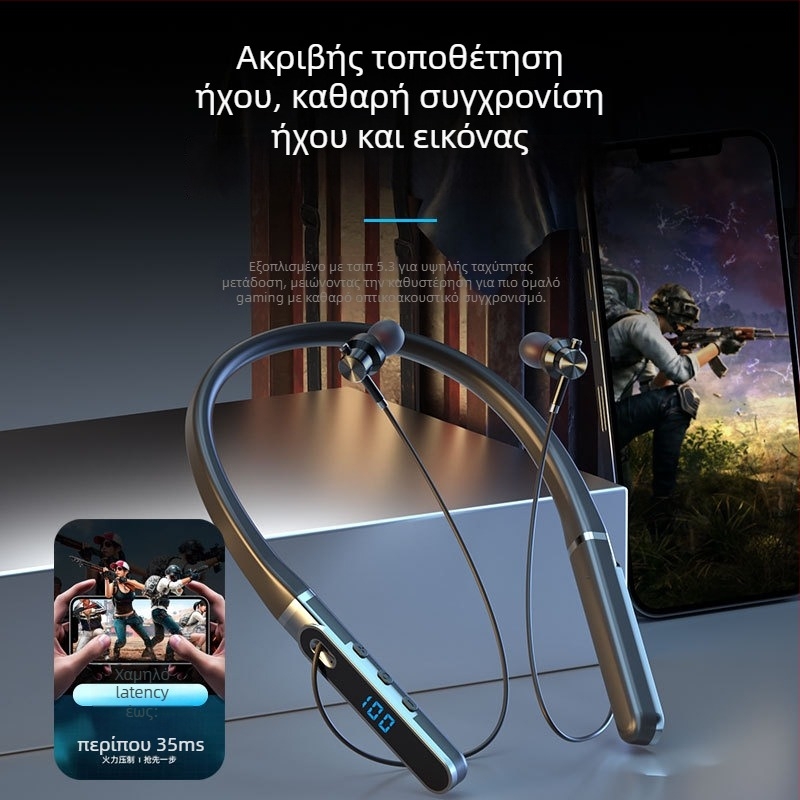 Aaalbl Bluetooth ακουστικά με λαιμό για Καραόκε και Live Streaming – Στερεο ήχος, Bluetooth 5.4, Εμβέλεια 10 μ, Μπαταρία 4–8 ωρών, Ψηφιακή οθόνη