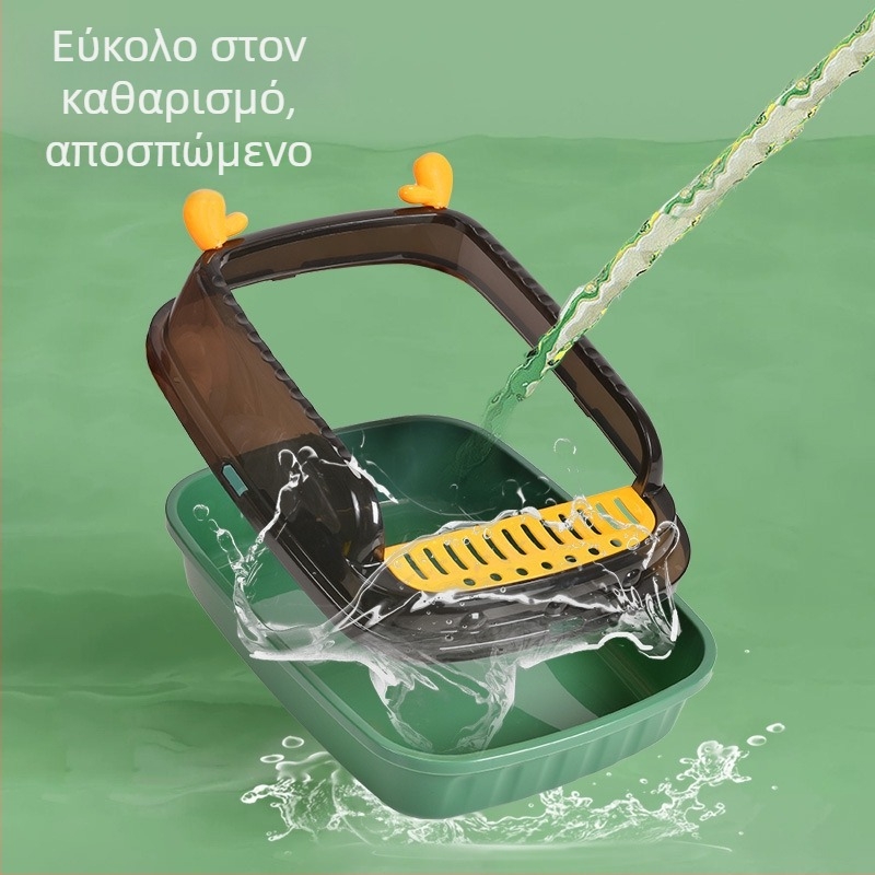 Κουτί άμμου γάτας με υψηλό φράγμα, αποσπώμενο, ημι-κλειστός σχεδιασμός, για γατάκια, ABS πλαστικό