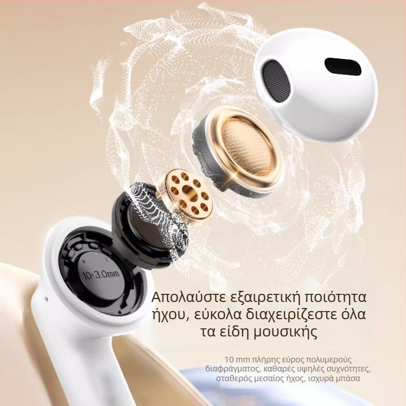 Ασύρματα Bluetooth ακουστικά για αθλητισμό, εντός αυτιού, με μείωση θορύβου, έλεγχο αφής, IPX4, Bluetooth 5.4, αυτονομία 4–8 ωρών