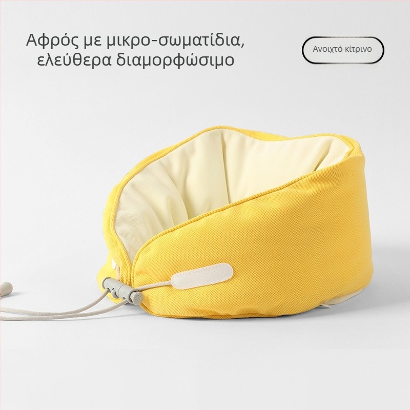 Μαξιλάρι λαιμού σε σχήμα U με γέμιση από κόκκους αφρού, ύφασμα πολυεστέρα-βαμβάκι, μοντέρνο μινιμαλιστικό στυλ