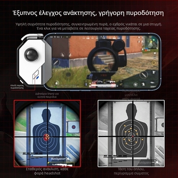 MB02 Ασύρματο χειριστήριο παιχνιδιών για smartphones, Διασύνδεση Type-C, Ανάδραση ισχύος, Αισθητηριακή ανάδραση