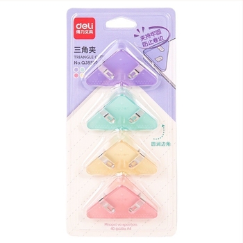 Deli Διαφανής τριγωνικός κλιπ για έγγραφα – Πλαστικό κλιπ για χαρτιά και φακέλους