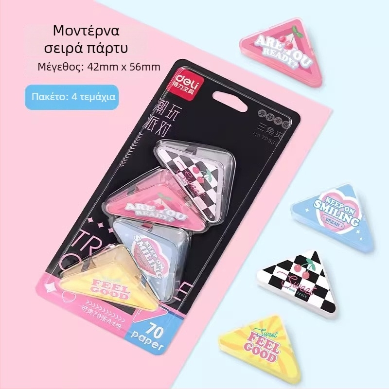 Deli Διαφανής τριγωνικός κλιπ για έγγραφα – Πλαστικό κλιπ για χαρτιά και φακέλους