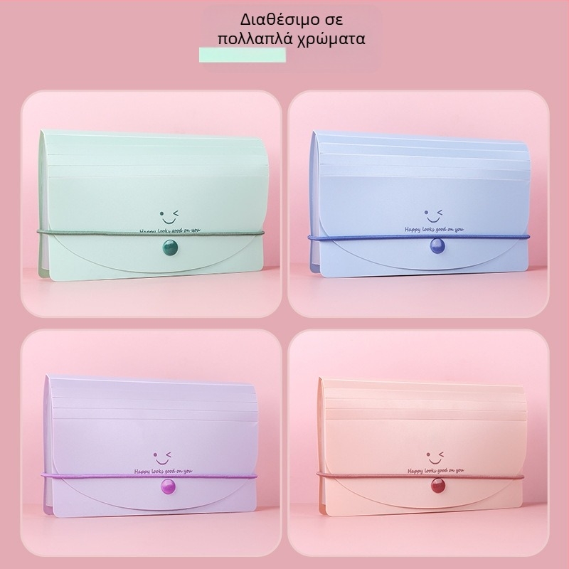 Α6 PP φάκελος εγγράφων με 13 διαμερίσματα, ακκορντεόν στυλ, αδιάβροχη ταξινόμηση τιμολογίων ΦΠΑ, σειρά Smiley Face