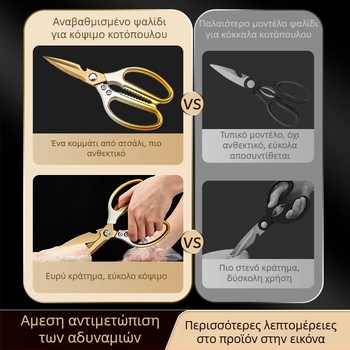 Κουζινικά ψαλίδια από ανοξείδωτο ατσάλι, βαριά κοπή οστών, πολυχρηστικά για κοπή ψαριών, διαθέσιμη παραμετροποίηση